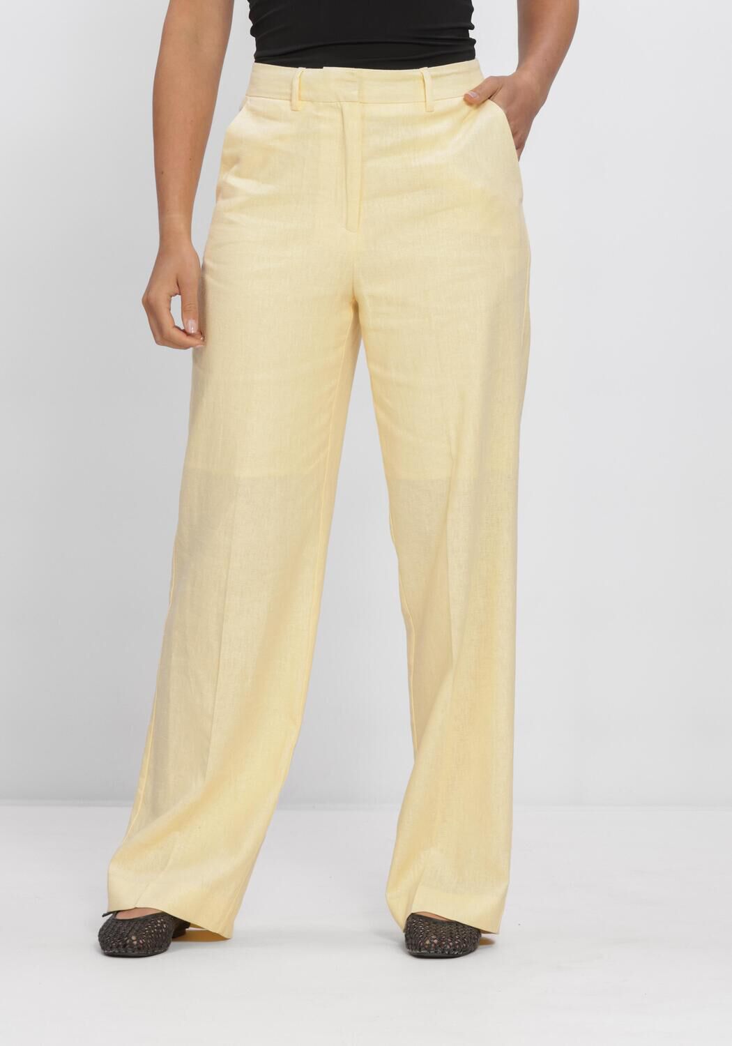 SELECTED WOMEN Pantalon SLFWIDE MARLIE HW PANT en jaune - large