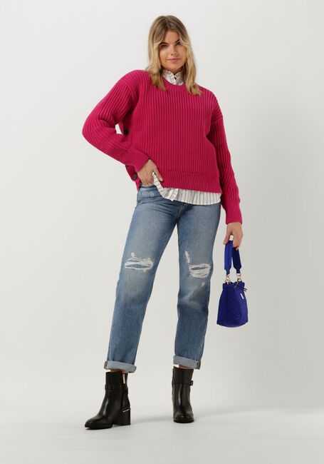 TOMMY HILFIGER Pull ORG COTTON BUTTON C-NK SWEATER en rose - large