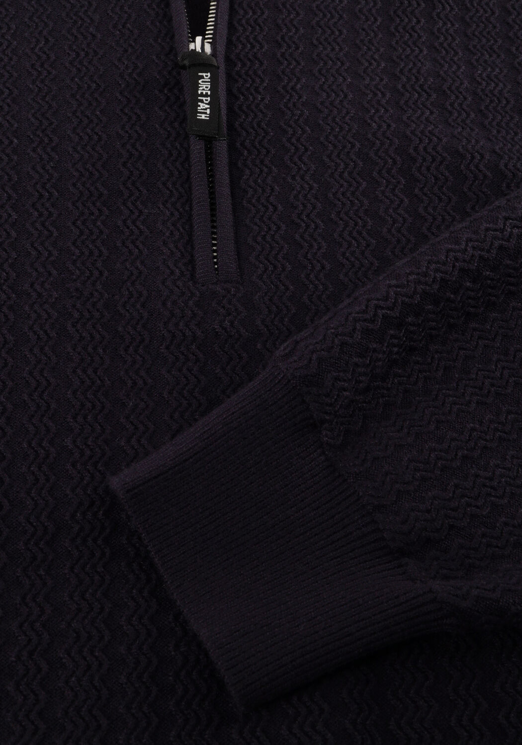 Donkerblauwe PURE PATH Trui REGULAR FIT ZIG ZAG HALF ZIP KNITWEAR - large