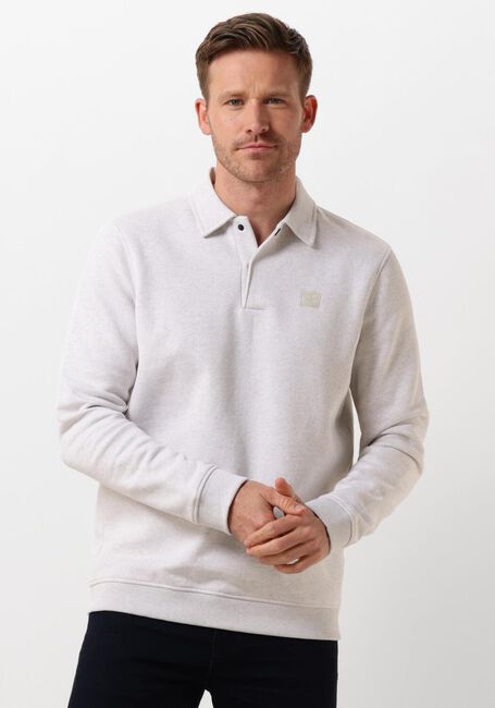 Witte PME LEGEND Truien/vesten HALF BUTTON COLLAR SOFT BRUSHED FLEECE - large