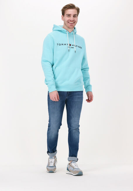 Lichtblauwe TOMMY HILFIGER Sweater TOMMY LOGO HOODY - large