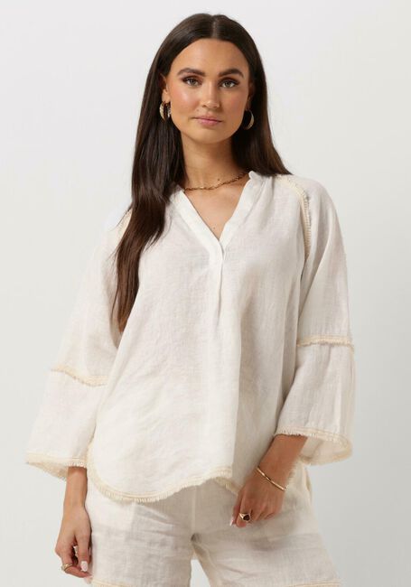 Witte ACCESS  BLOUSE WITH V AND FRINGES - large