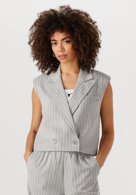 ALIX THE LABEL Gilet LADIES WOVEN PINSTRIPE WAISTCOAT Gris clair - large