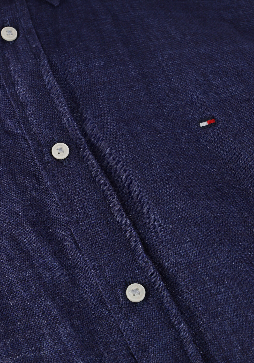 Donkerblauwe TOMMY HILFIGER Casual overhemd PIGMENT DYED LINEN RF SHIRT S/S - large