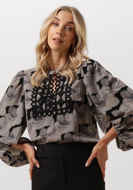 Zwarte JANSEN AMSTERDAM  GF159 BLOUSE AVALON - large