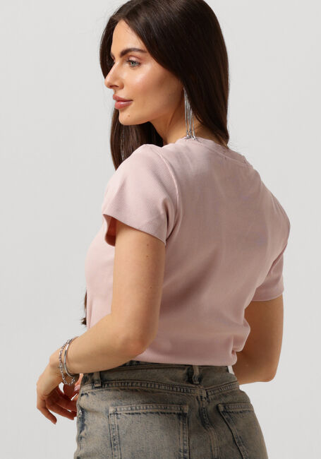 CALVIN KLEIN T-shirt WOVEN LABEL RIB SLIM TEE Rose clair - large