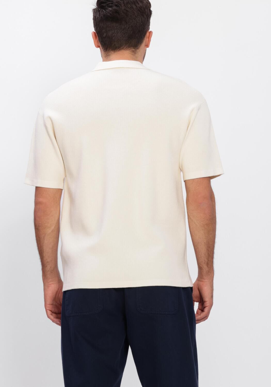 ANERKJENDT Polo AKVILHELM NEEDLE RIB SS KNIT &Eacute;cru - large