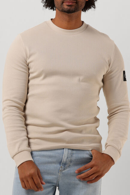 CALVIN KLEIN Chandail MONOLOGO BADGE WAFFLE LS TEE en beige - large
