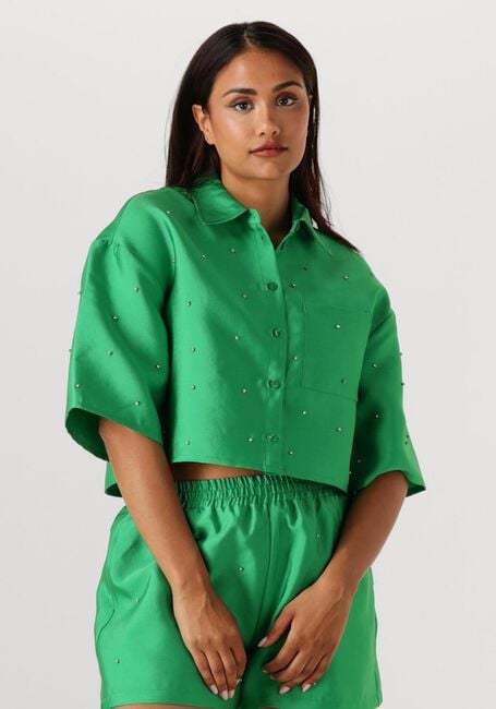 Groene ALIX THE LABEL  LADIES WOVEN EMBELLISHED SATIN BLOUSE - large
