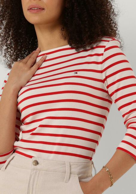 Witte TOMMY HILFIGER Tops & T-shirts SLIM CODY RIB STP B-NK 3/4SLV - large