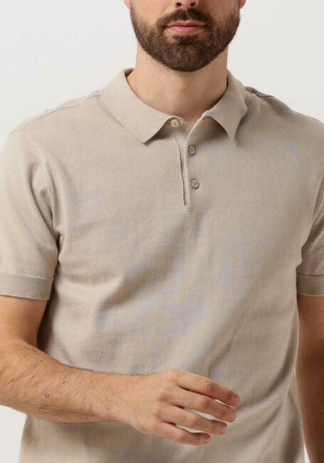 PURE PATH Polo KNITTED SHORTSLEEVE POLO BUTTON UP WITH CHEST EMBROIDERY Sable - large
