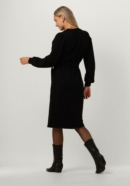 JANSEN AMSTERDAM Robe midi HV595 DRESS STRAIGHT WITH BELT en noir - large