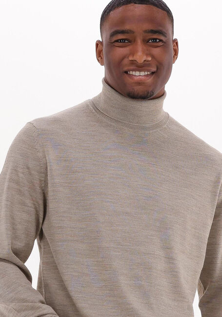 SELECTED HOMME Col roulé TOWN MERINO COOLMAX KNIT ROLL B en beige - large