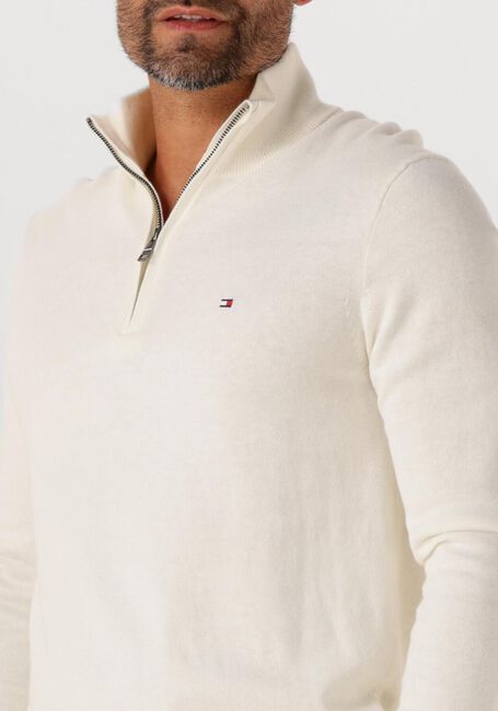 TOMMY HILFIGER Pull PIMA ORG CTN CASHMERE ZIP MOCK Écru - large
