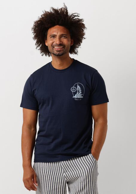 Donkerblauwe SELECTED HOMME T-shirt SLHCONRAN PRINT SS O-NECK TEE - large