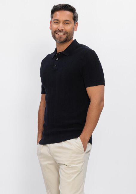 PROFUOMO Polo POLO SS COTTON LINEN Bleu fonc&eacute; - large