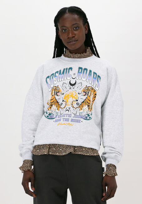 Lichtgrijze COLOURFUL REBEL Sweater COSMIC ROARS DROPPED SHOULDER - large