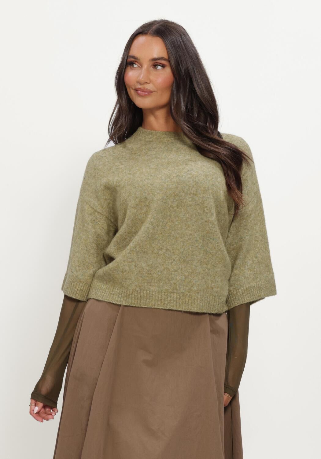 Groene MINUS Trui MSCHERYL KNIT PULLOVER - large