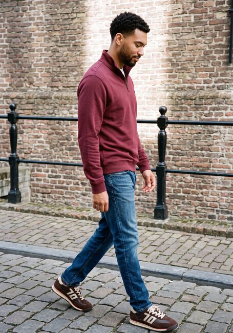 LYLE & SCOTT Pull SUPERFINE QUARTER ZIP SWEATSHIRT Bordeaux - large