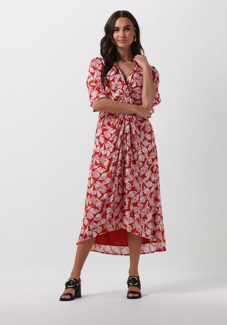 Bruine SCOTCH & SODA Midi jurk MIDI WRAP DRESS WITH KNOT DETAIL - large