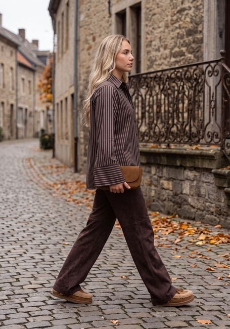 SIMPLE WV-COTT-PL-PIN-26-3 Blouses en marron - large