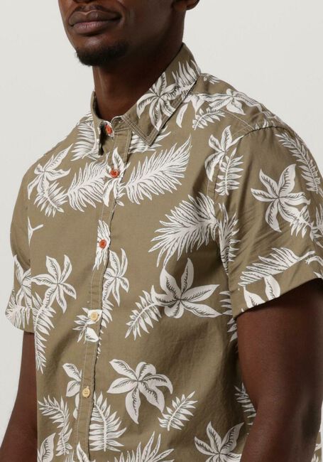 Khaki SCOTCH & SODA Casual overhemd PRINTED + WASHED SHORT SLEEVE POPLIN SHIRT - large