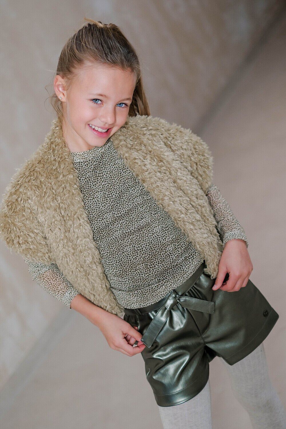 Khaki LIKE FLO Top ESTEE FLO MESH TOP - large