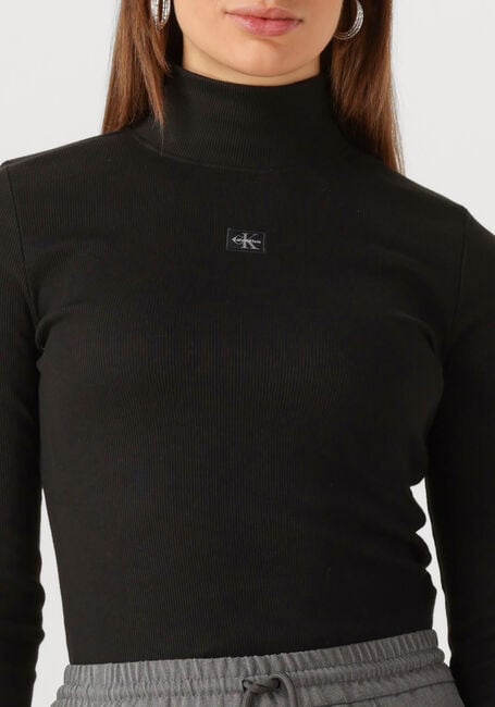 Zwarte CALVIN KLEIN Coltrui LS WOVEN LABEL TURTLENECK - large