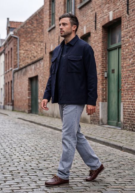 Donkerblauwe BUTCHER OF BLUE Overshirt DAN WOOL OVERSHIRT - large