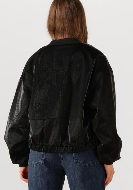 ALIX THE LABEL Jack LADIES WOVEN VELVET LEATHER BOMBER en noir - large