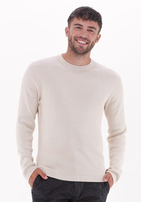 Beige SELECTED HOMME Trui ROCKS LS KNIT CREW NECK W NAW - large