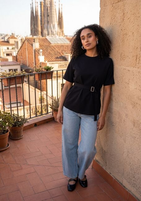 Zwarte MY ESSENTIAL WARDROBE Tops & T-shirts MWAPIR BELT TEE - large