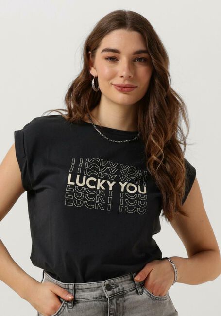 BY-BAR T-shirt THELMA LUCKY YOU TOP en noir - large