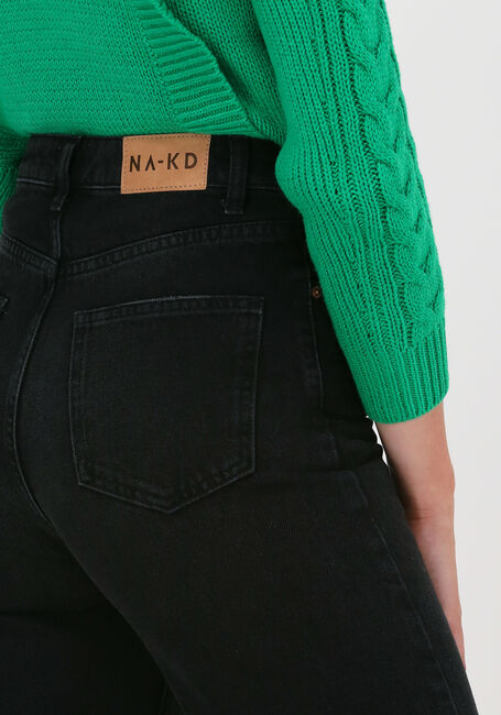 Zwarte NA-KD Straight leg jeans STRAIGHT HIGH WAIST RAW HEM JE - large