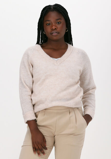 SELECTED FEMME Pull LULU LS KNIT V-NECK B en beige - large