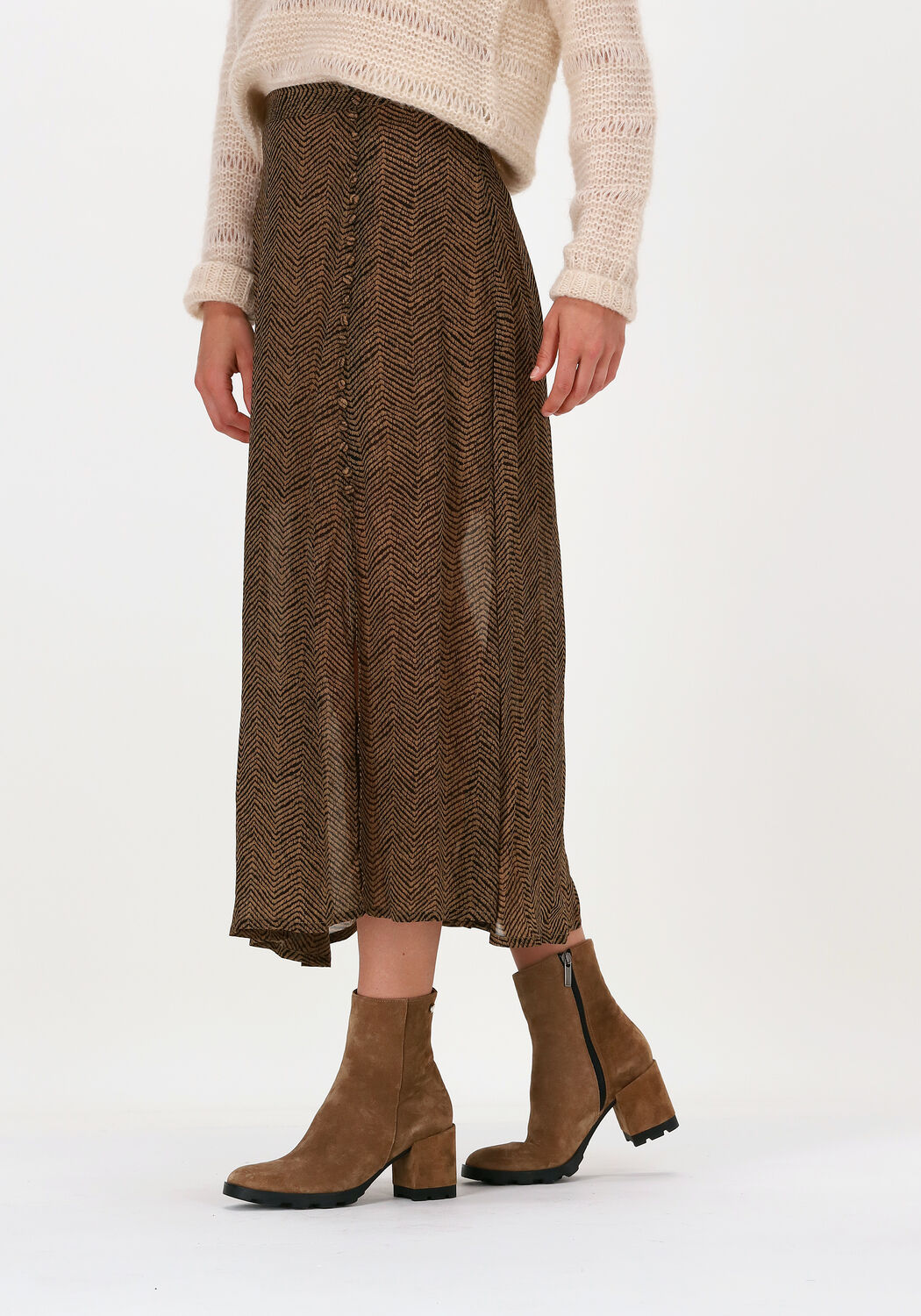 SECOND FEMALE Jupe midi SEVERINE SKIRT en camel Omoda
