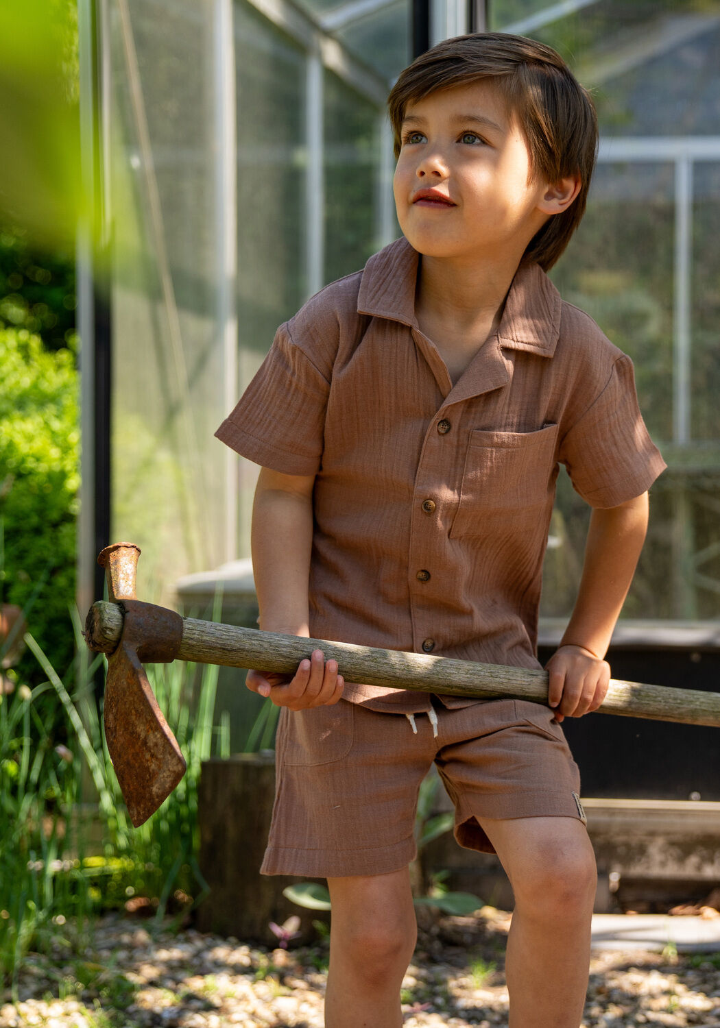 KOKO NOKO Chemise d&eacute;contract&eacute; P548010 en marron - large