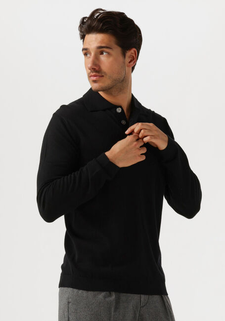 SELECTED HOMME Pull SLHTRAY LS KNIT MERINO POLO en noir - large