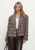 ALIX THE LABEL LADIES WOVEN CROPPED CHECK BLAZER Blazers en marron