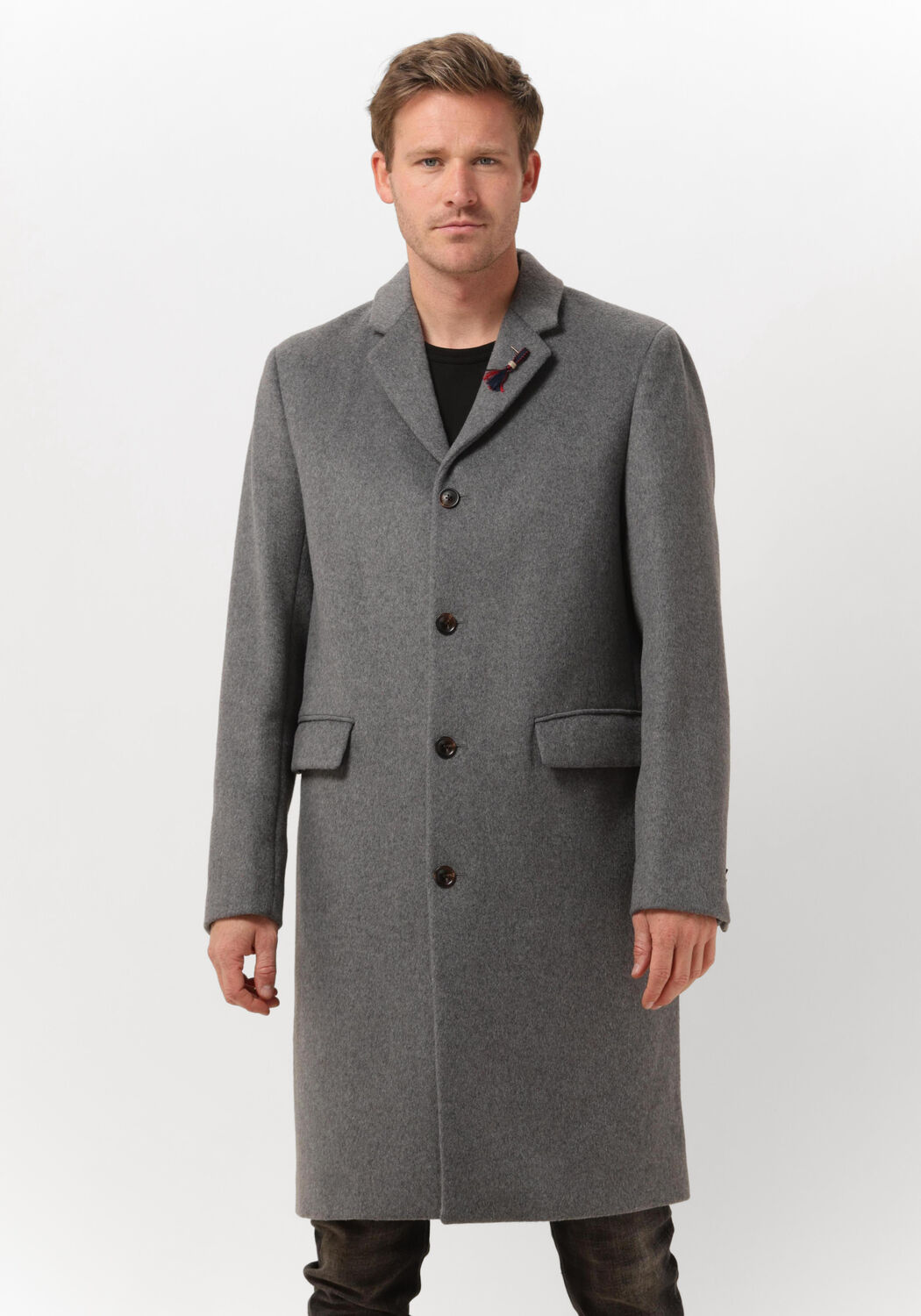 scotch soda manteau classic wool blend overcoat en gris