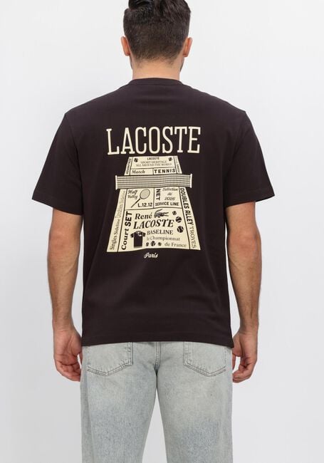 LACOSTE T-shirt CLASSIC FIT BACK PRINT HEAVY JERSEY T-SHIRT en noir - large