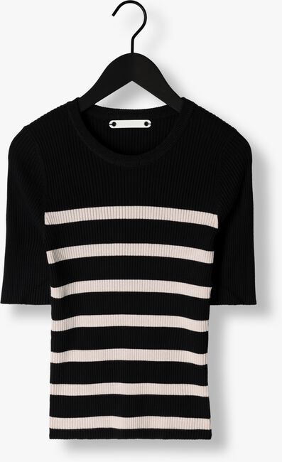 CO'COUTURE T-shirt BADOE STRIP MIDI SLEEVE KNIT en noir - large