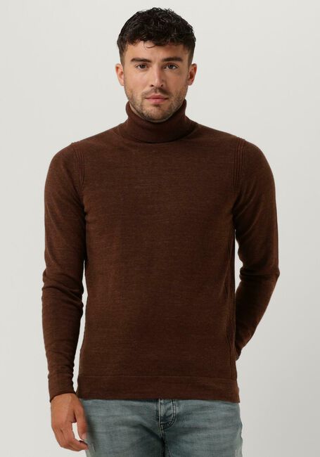 CAST IRON Col roulé TURTLENECK COTTON HEATHER PLATED en marron - large
