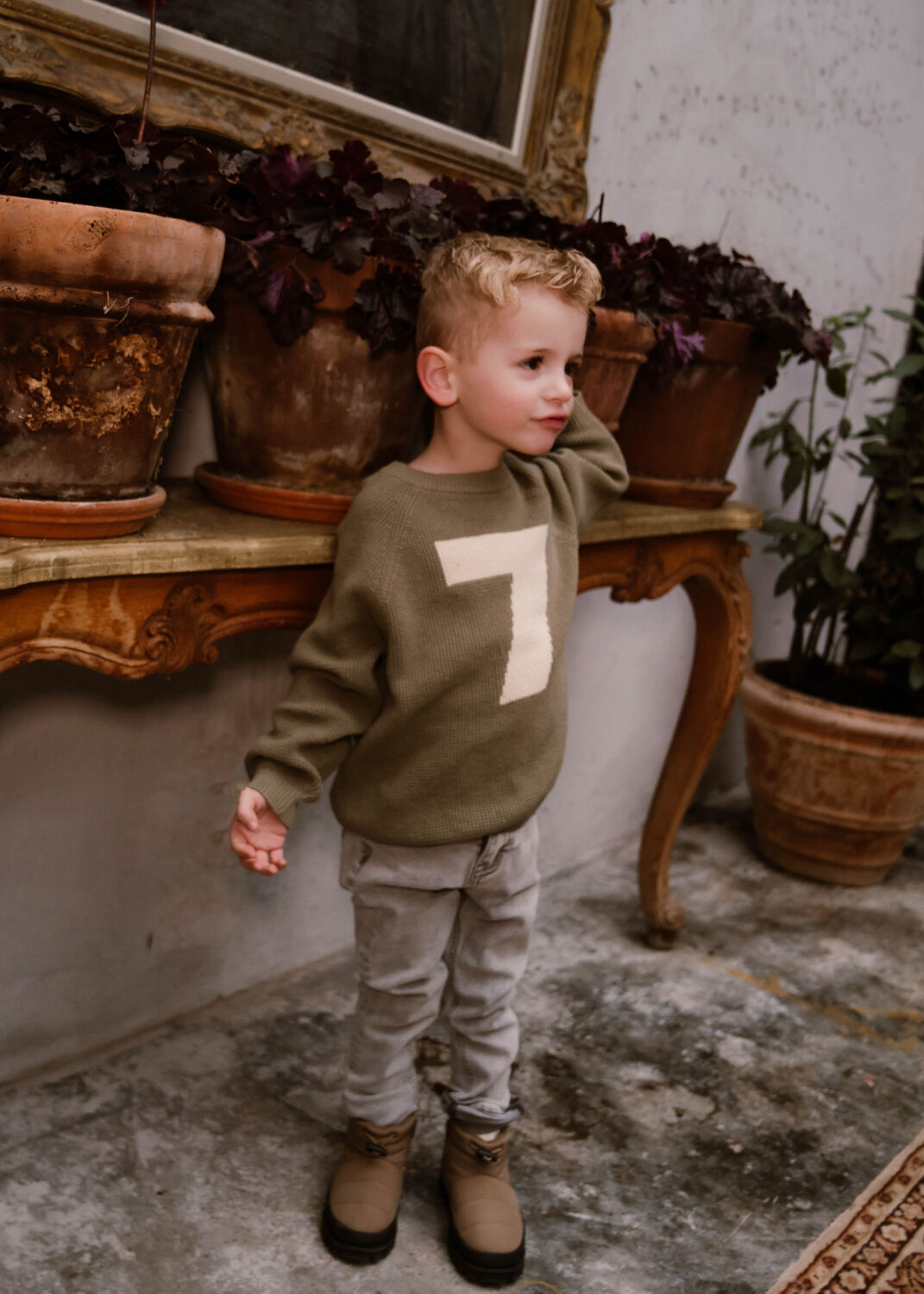 Groene DAILY7 Trui KNITTED SWEATER DIALY7 - large