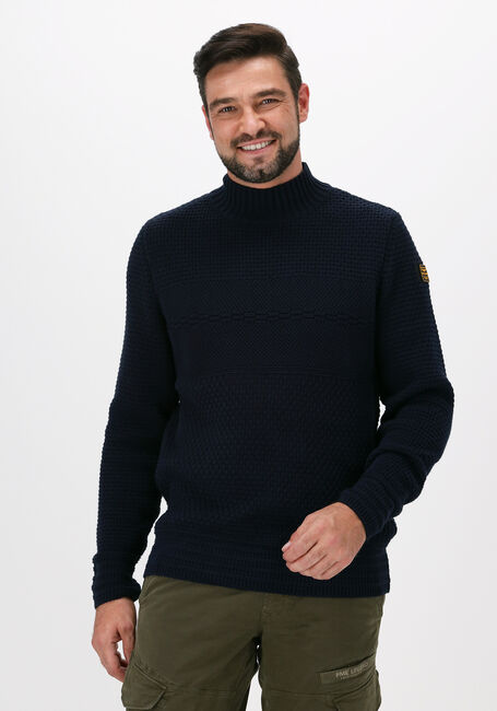 PME LEGEND Col roulé MOCK NECK COTTON STRUCTURE KNI Bleu foncé - large