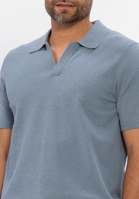 PROFUOMO Polo POLO OPEN COLLAR COTTON CREPE en bleu - large