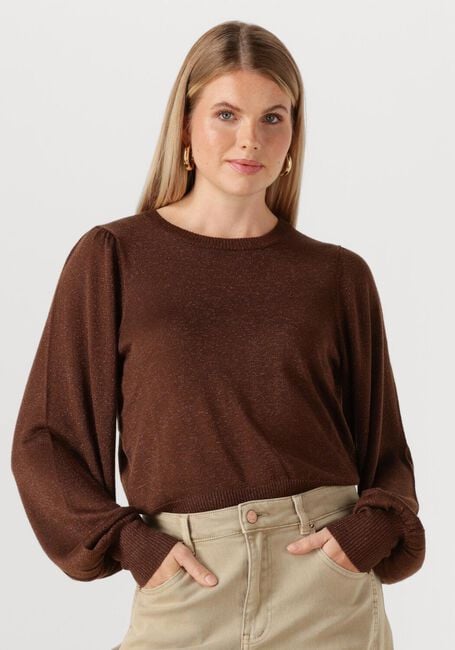 MINUS Haut LIVA METALLIC LONG SLEEVE en marron - large