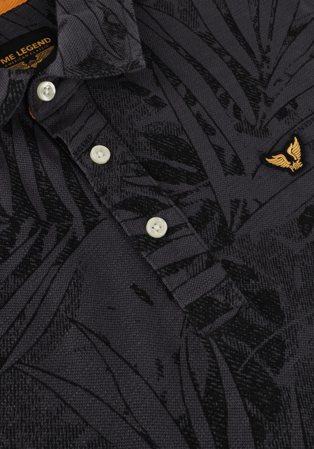 Donkergrijze PME LEGEND Polo SHORT SLEEVE POLO PIQUE MELANGE AOP - large