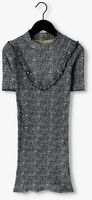 Donkerblauwe LIKE FLO Midi jurk FANCY RIB AOP RUFFLE DRESS - medium