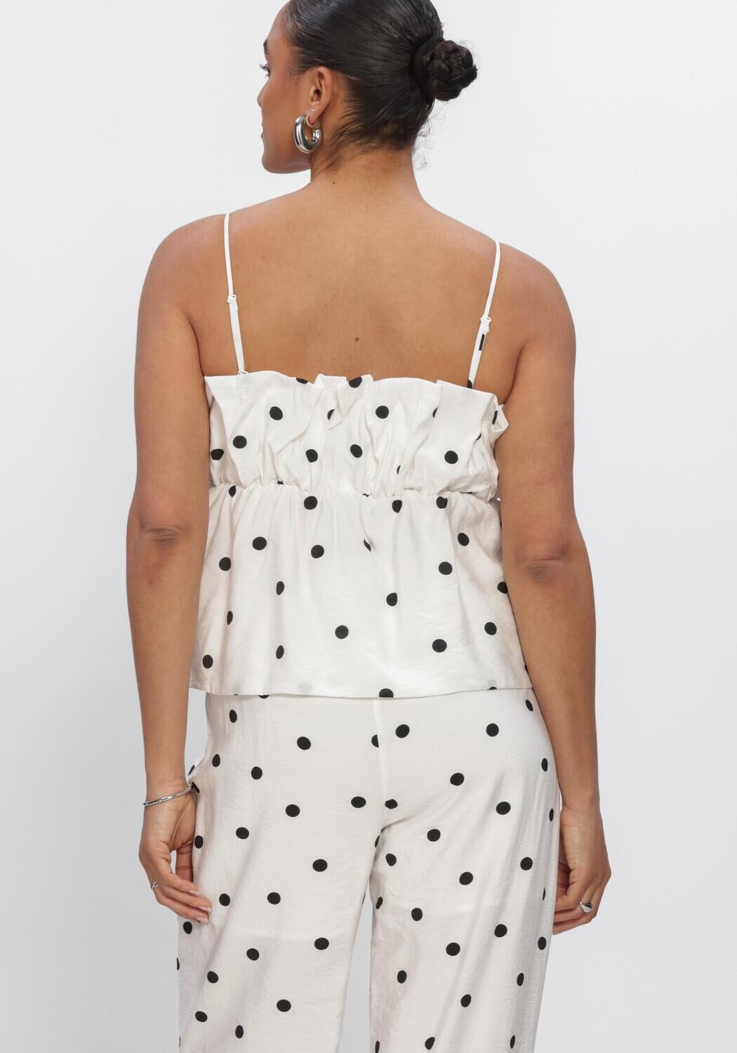 Witte CATWALK JUNKIE  DOTTED SPAGHETTI TOP - large